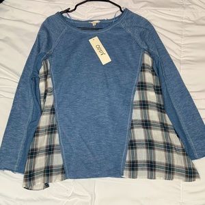 Oddi blue loose fit shirt with flannel accents
